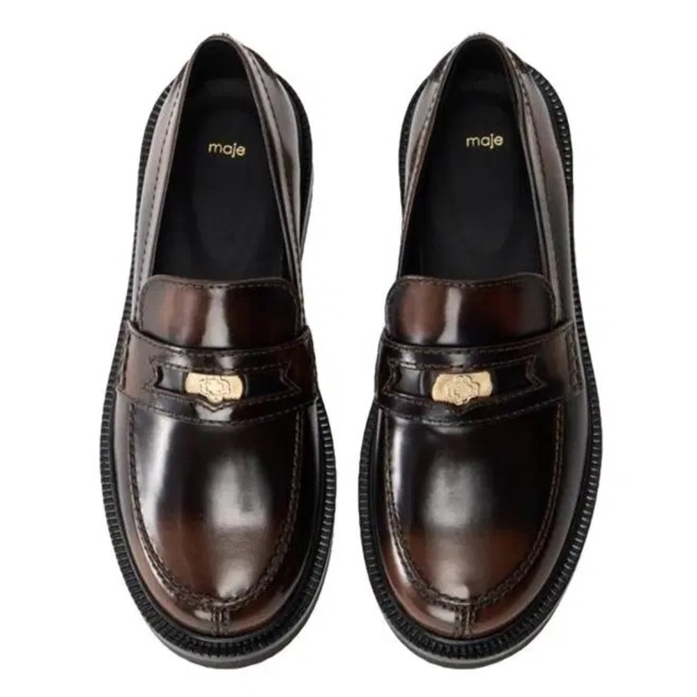 Maje Leather Loafers brown